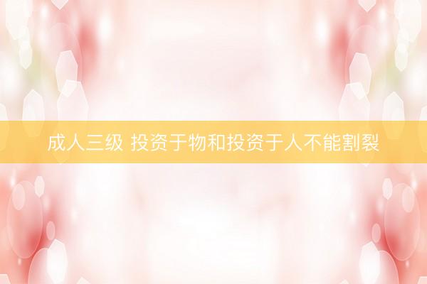 成人三级 投资于物和投资于人不能割裂