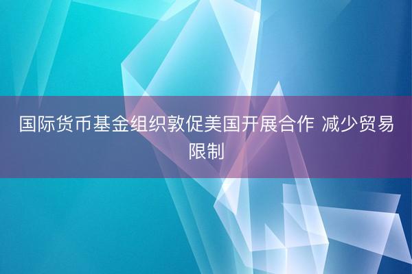 国际货币基金组织敦促美国开展合作 减少贸易限制