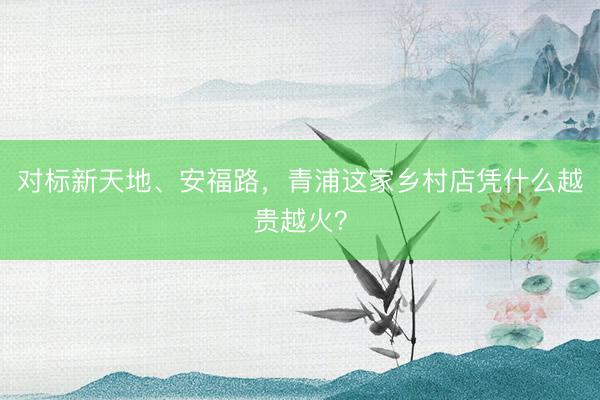 对标新天地、安福路，青浦这家乡村店凭什么越贵越火？