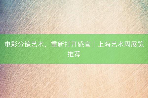 电影分镜艺术，重新打开感官｜上海艺术周展览推荐