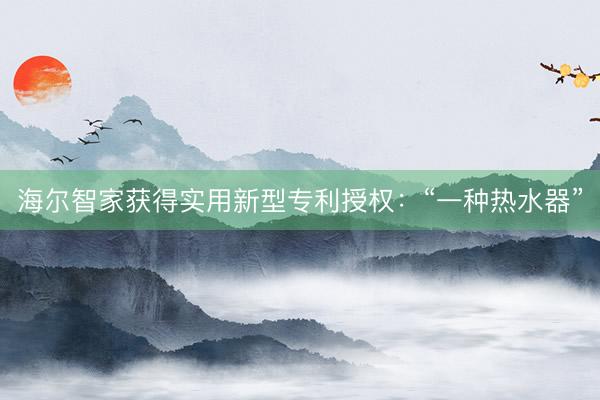 海尔智家获得实用新型专利授权：“一种热水器”