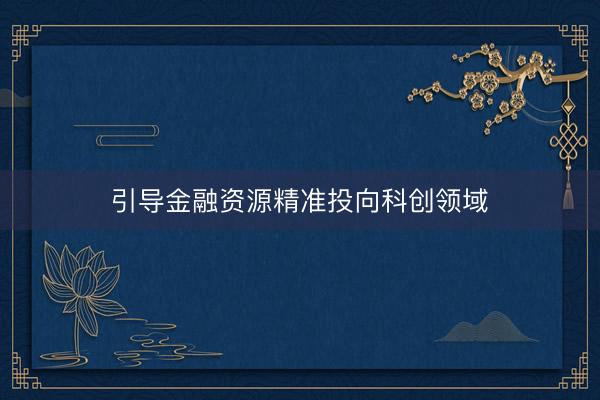 引导金融资源精准投向科创领域