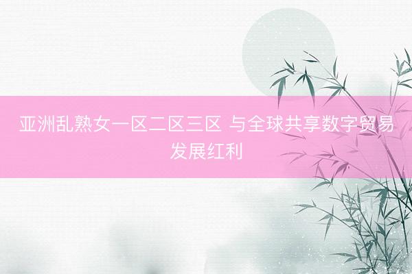 亚洲乱熟女一区二区三区 与全球共享数字贸易发展红利