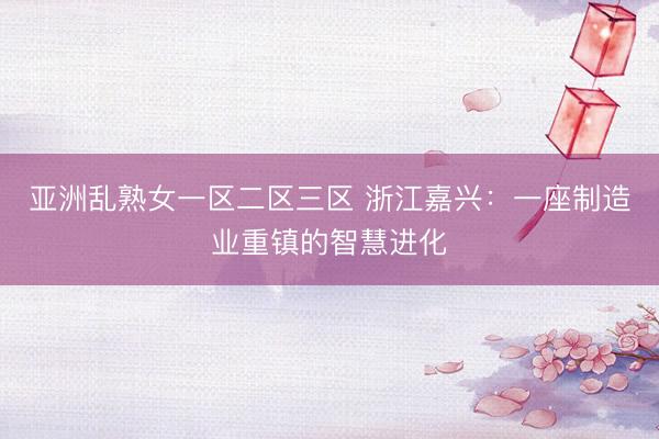 亚洲乱熟女一区二区三区 浙江嘉兴：一座制造业重镇的智慧进化