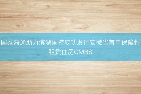 国泰海通助力滨湖国控成功发行安徽省首单保障性租赁住房CMBS