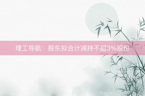理工导航：股东拟合计减持不超3%股份
