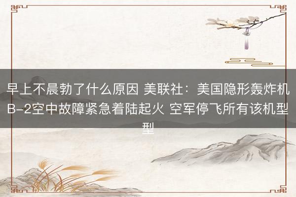 早上不晨勃了什么原因 美联社：美国隐形轰炸机B-2空中故障紧急着陆起火 空军停飞所有该机型