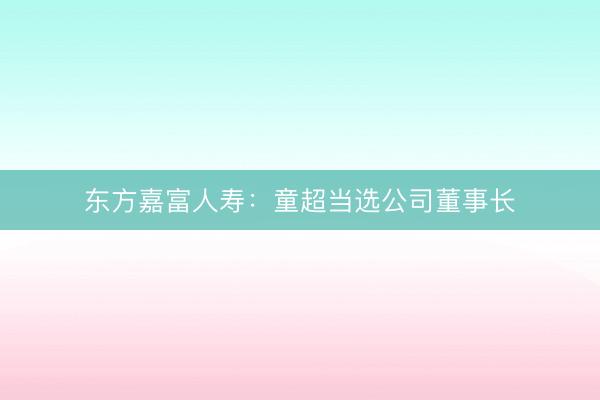 东方嘉富人寿：童超当选公司董事长