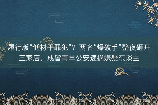 履行版“低材干罪犯”？两名“爆破手”整夜砸开三家店，成皆青羊公安速擒嫌疑东谈主