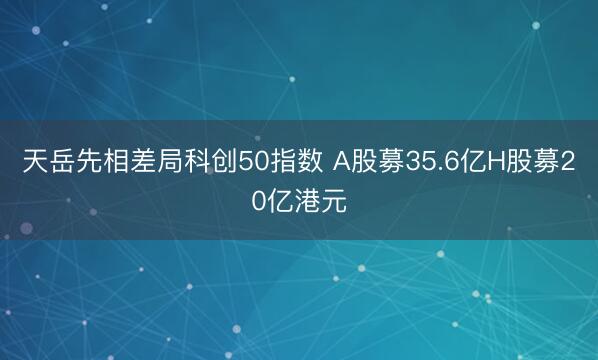 天岳先相差局科创50指数 A股募35.6亿H股募20亿港元