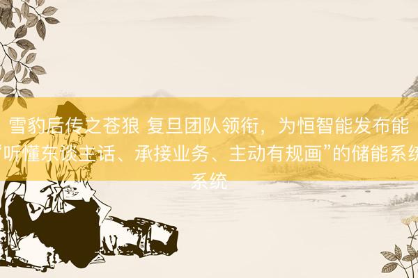 雪豹后传之苍狼 复旦团队领衔，为恒智能发布能“听懂东谈主话、承接业务、主动有规画”的储能系统