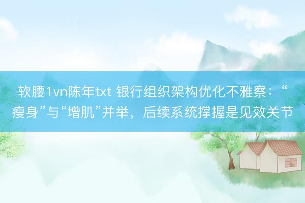 软腰1vn陈年txt 银行组织架构优化不雅察：“瘦身”与“增肌”并举，后续系统撑握是见效关节