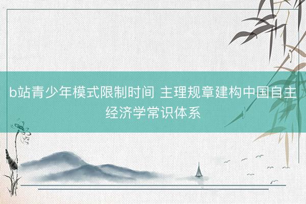 b站青少年模式限制时间 主理规章建构中国自主经济学常识体系