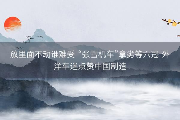 放里面不动谁难受 “张雪机车”拿劣等六冠 外洋车迷点赞中国制造