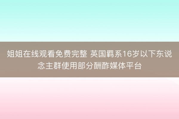 姐姐在线观看免费完整 英国羁系16岁以下东说念主群使用部分酬酢媒体平台
