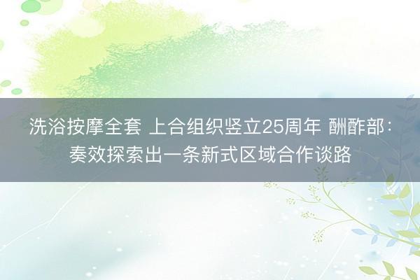 洗浴按摩全套 上合组织竖立25周年 酬酢部：奏效探索出一条新式区域合作谈路