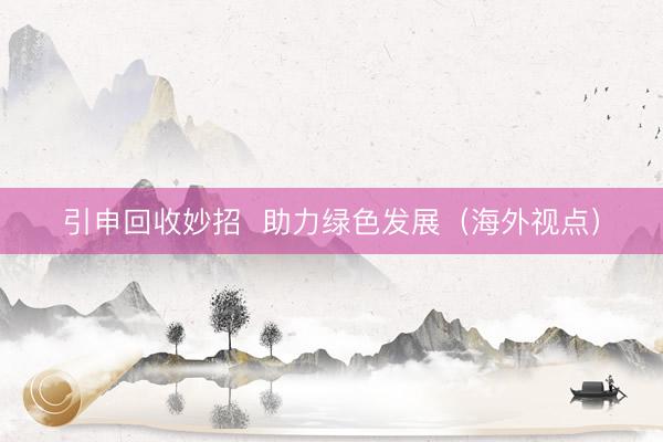 引申回收妙招  助力绿色发展（海外视点）