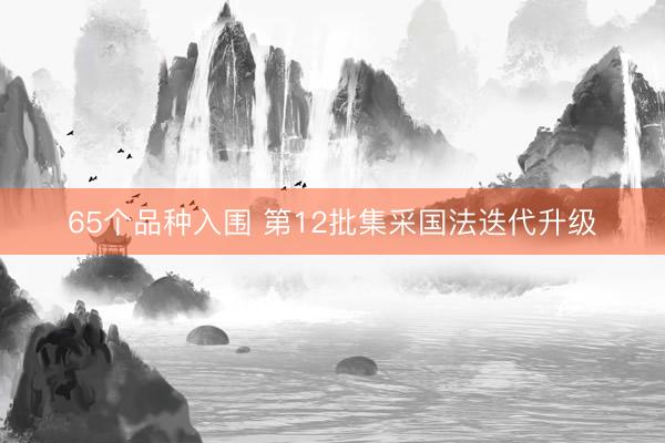 65个品种入围 第12批集采国法迭代升级